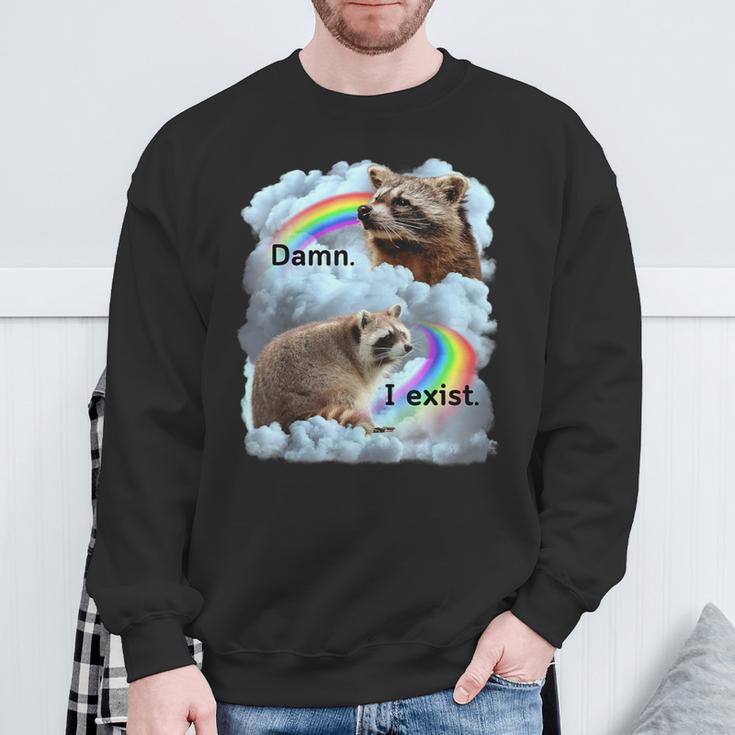 Raccoon I Exist Depression Meme Dark Mental Health Sweatshirt Gifts for Old Men