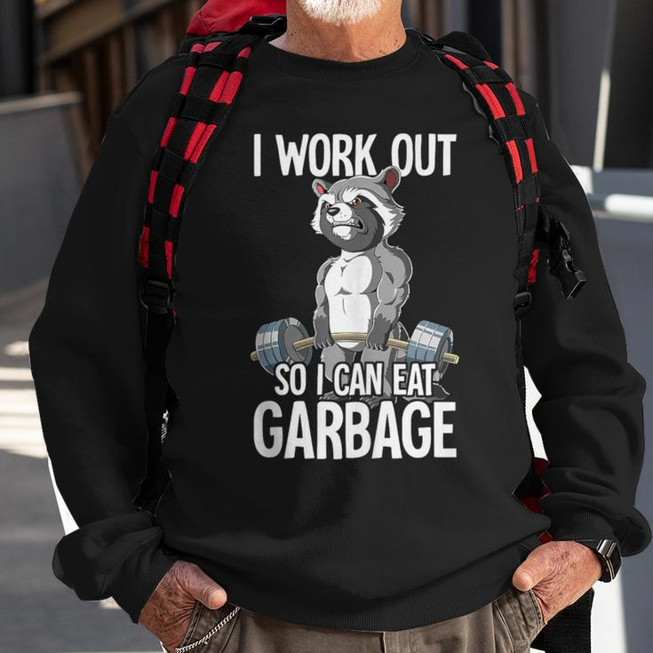 Raccoon Gym Weight Training I Work Out So I Can Eat Garbage Sweatshirt Gifts for Old Men