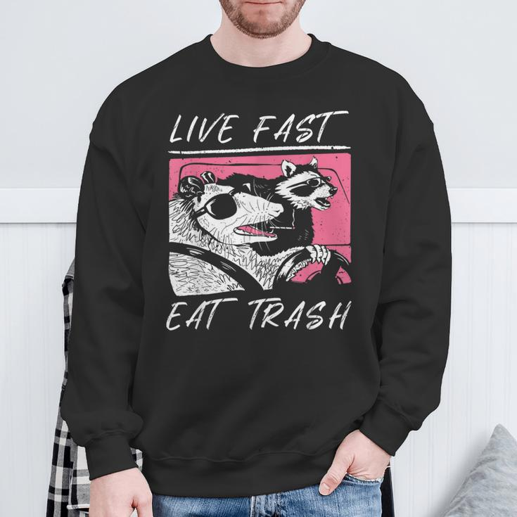 Raccoon And Possum Live Fast Eat Trash Enjoy Life Adventure Sweatshirt Gifts for Old Men