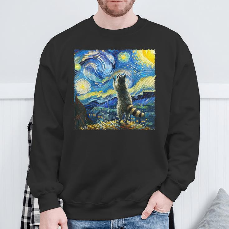 Raccoon Starry Night Classic Raccoons Howling At The Moons Sweatshirt Gifts for Old Men