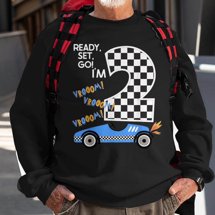 Race Car 2Nd Birthday Party Racing Car Driver 2 Birthday Boy Sweatshirt Gifts for Old Men