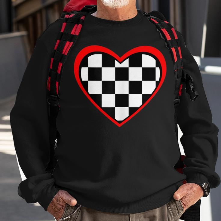Racing Checkered Flag Heart Race Car Sweatshirt Gifts for Old Men