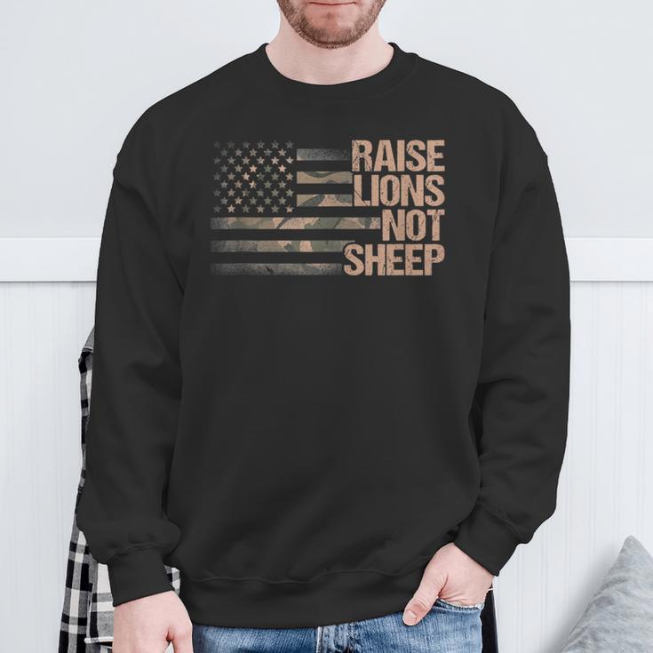 Raise Lions Not Sheep American Flag Patriot Patriotic Lion Sweatshirt Gifts for Old Men