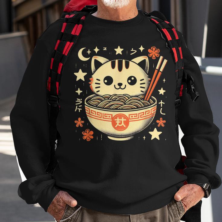 Ramen Cat Kawaii Neko Japanese Noodles Aesthetic Otaku Lover Sweatshirt Gifts for Old Men