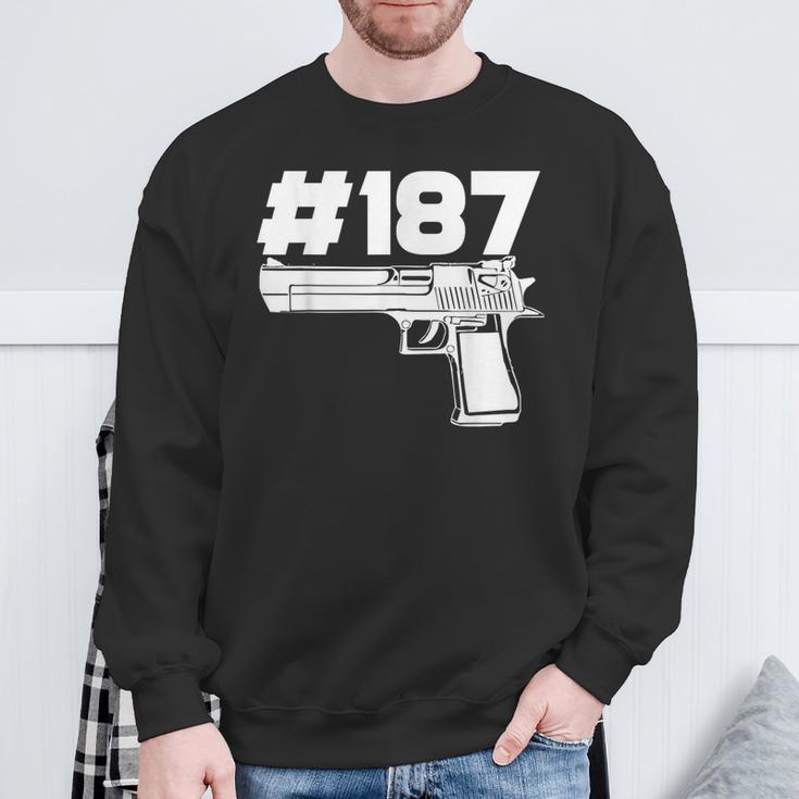 Rapper 187 With Hashtag Ratchet And Gangster Motif Sweatshirt Geschenke für alte Männer