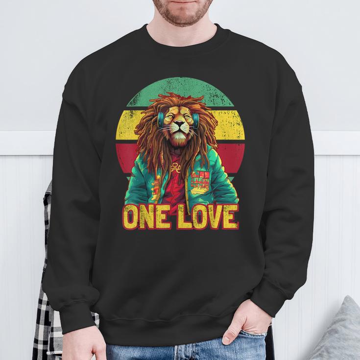 Rasta Lion Reggae Music One Love Graphic Sweatshirt Gifts for Old Men