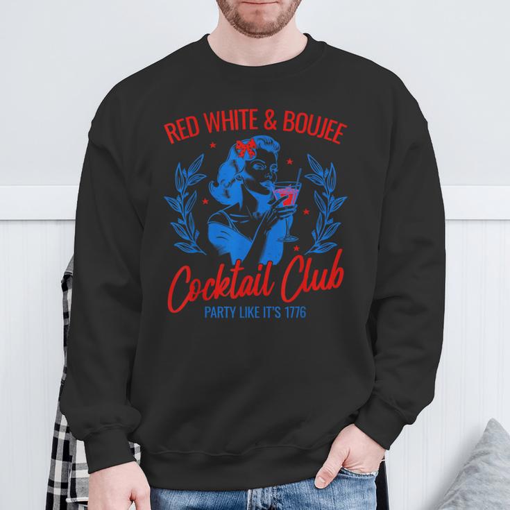 Red White And Boujee Vintage Cocktail Drinking 4Th Of July Sweatshirt Gifts for Old Men