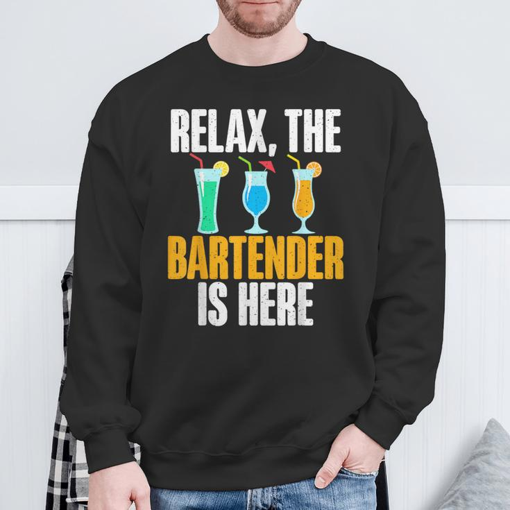 Relax The Bartender Is Here Bartender Sweatshirt Gifts for Old Men