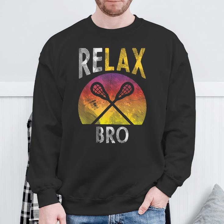 Relax Bro Lacrosse Sayings Lax Player Coach Team Sweatshirt Gifts for Old Men