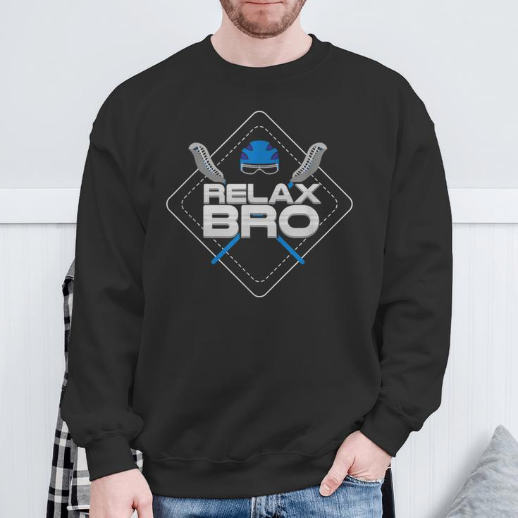 Relax Bro Lax Life & Lacrosse Player Sweatshirt Gifts for Old Men