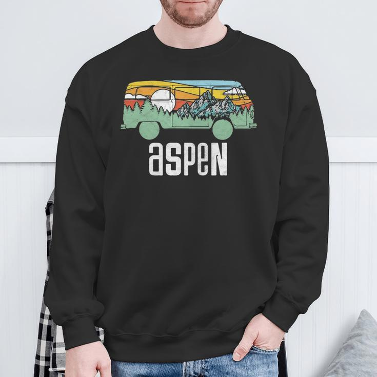 Retro Aspen Colorado Outdoor Hippie Van Graphic Sweatshirt Gifts for Old Men