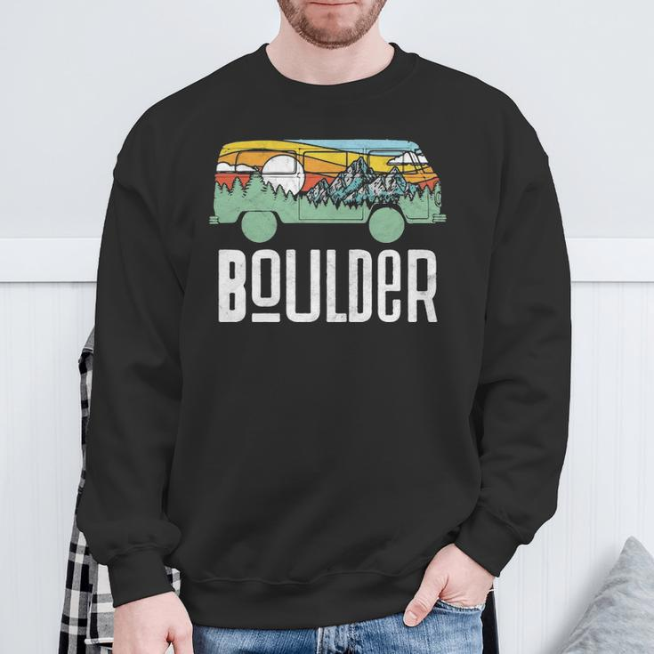 Retro Boulder Colorado Outdoor Hippie Van Graphic Sweatshirt Gifts for Old Men