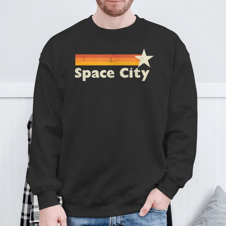 Retro Distressed Houston Baseball Space City Sweatshirt Gifts for Old Men