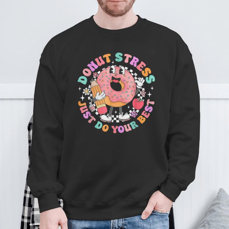 Retro Donut Stress Just Do Your Best Staar Testing Sweatshirt Gifts for Old Men