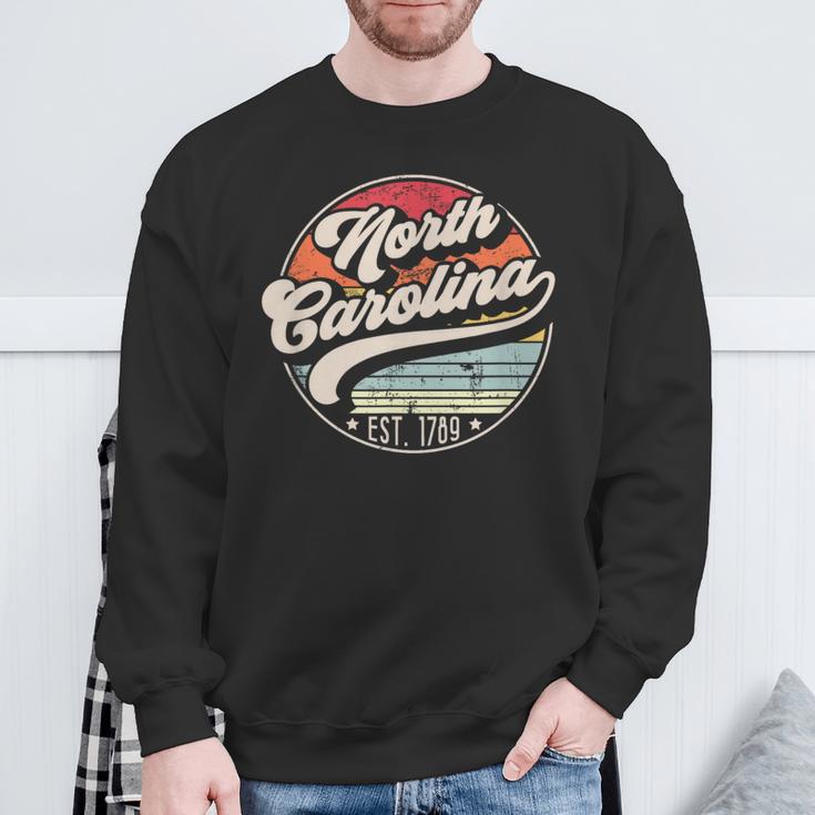 Retro North Carolina Home State Nc Cool 70S Style Sunset Sweatshirt Gifts for Old Men