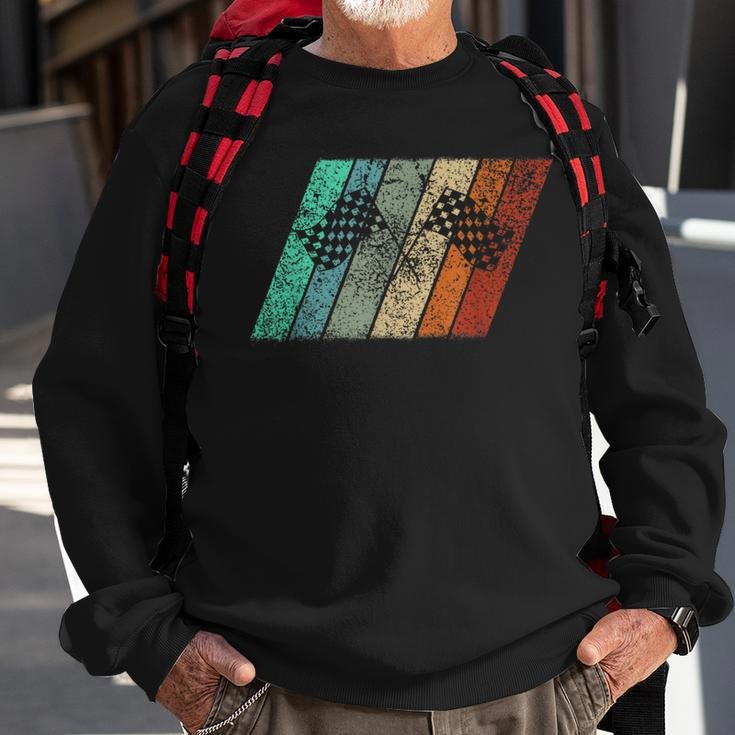 Retro Race Day Checkered Flag For Race Car Fans Sweatshirt Gifts for Old Men
