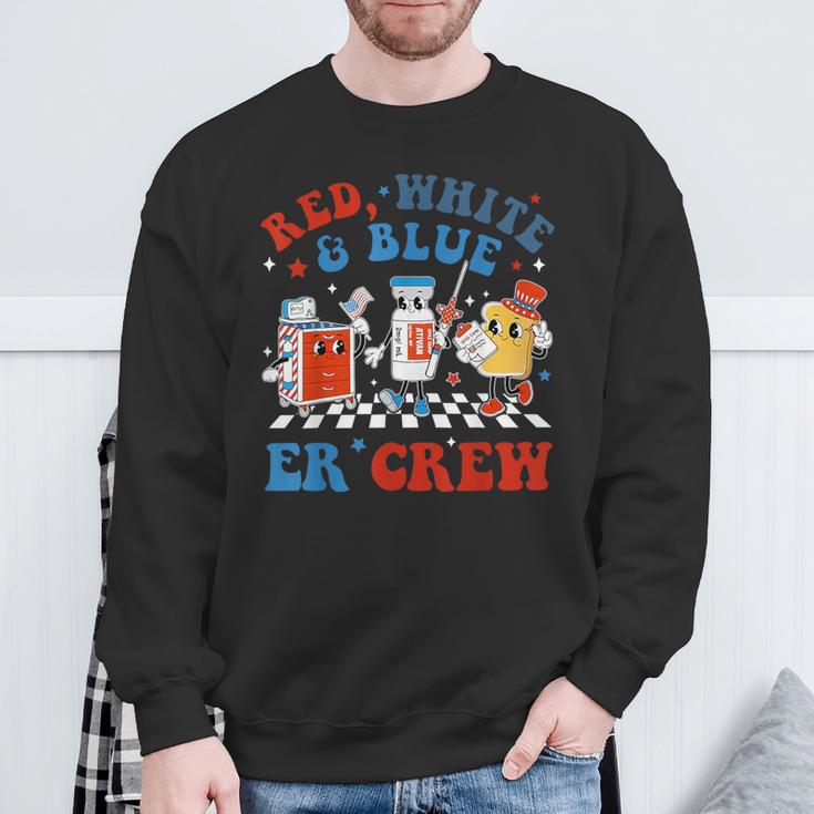 Retro Red White Blue Er Crew Emergency Room 4Th Of July Sweatshirt Gifts for Old Men