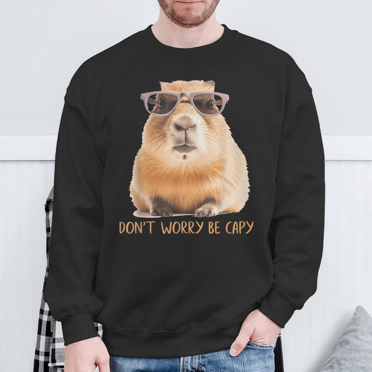 Retro Rodent Capybara Dont Worry Be Capy Sweatshirt Gifts for Old Men