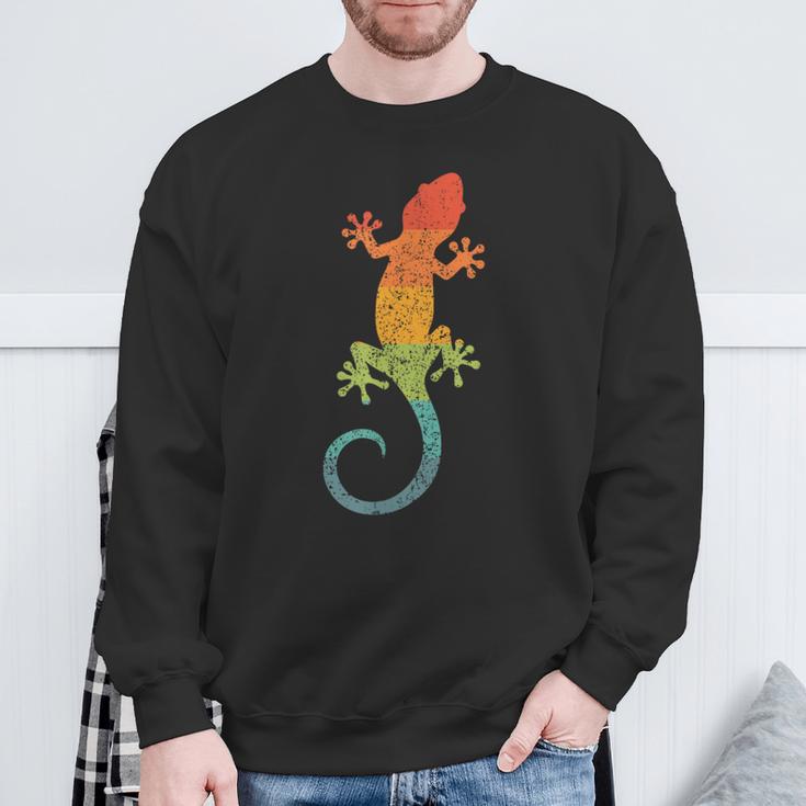 Retro Striped Gecko Cute Gecko Silhouette Vintage Children's Sweatshirt Geschenke für alte Männer