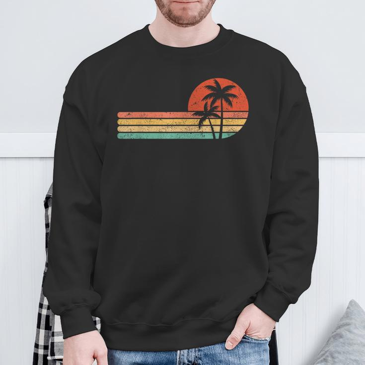 Retro Style Tropical Vintage Sunset Beach Palm Tree Sweatshirt Gifts for Old Men