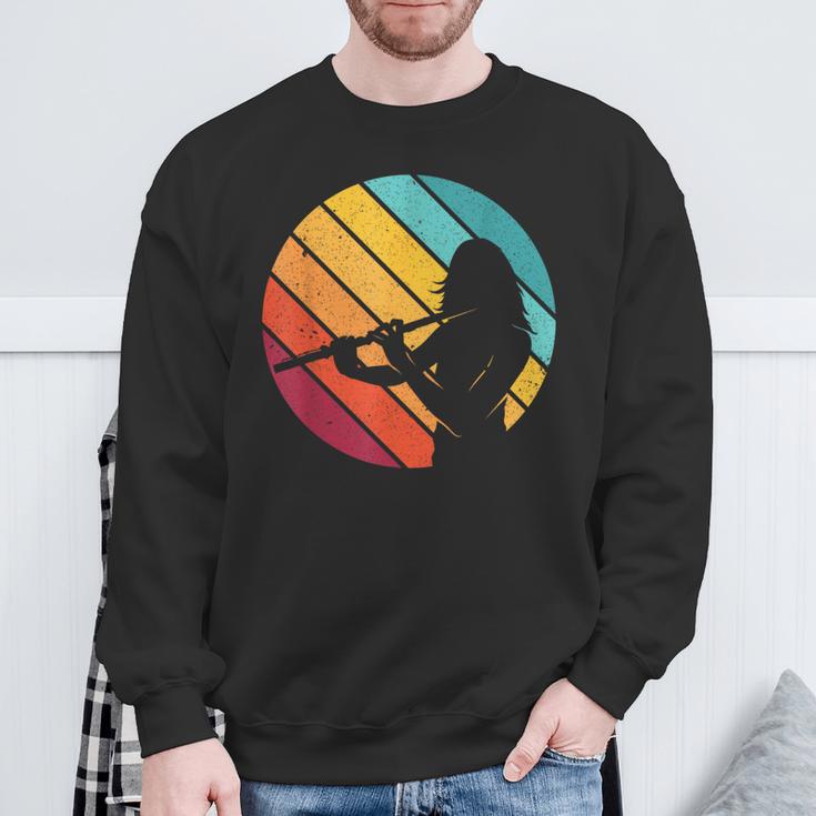 Retrointage Flute Musician Flute Player Sweatshirt Geschenke für alte Männer