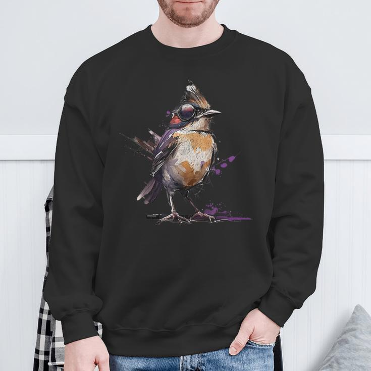 Robin Bird Birder Cool Retro Cyberpunk Spring Bird Vintage Sweatshirt Gifts for Old Men