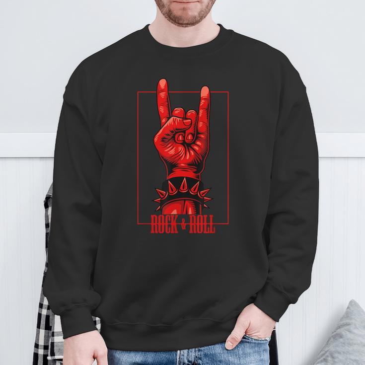 Rock & Roll Teufelsgruß Rocker Concert Sweatshirt Geschenke für alte Männer