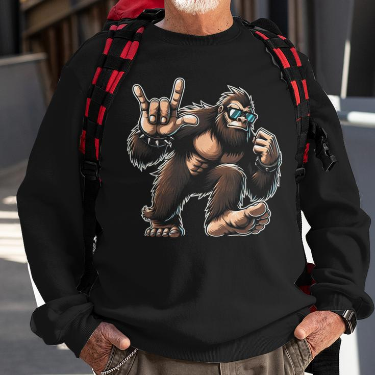 Rock And Roll Big Foot Dancing Sasquatch With Sunglass Sweatshirt Gifts for Old Men