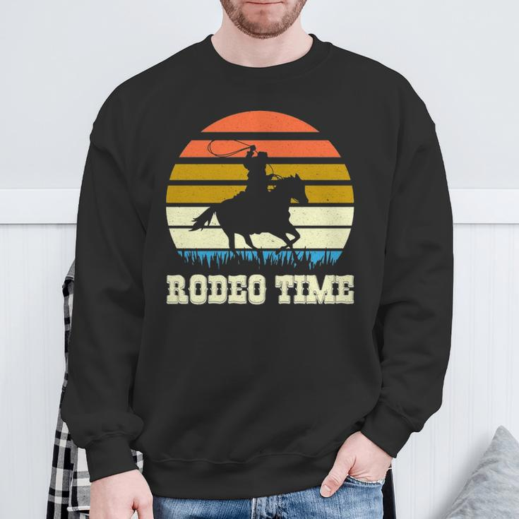 Rodeo Time Vintage Rodeo Time Cowboy Horse Retro Sunset Sweatshirt Gifts for Old Men