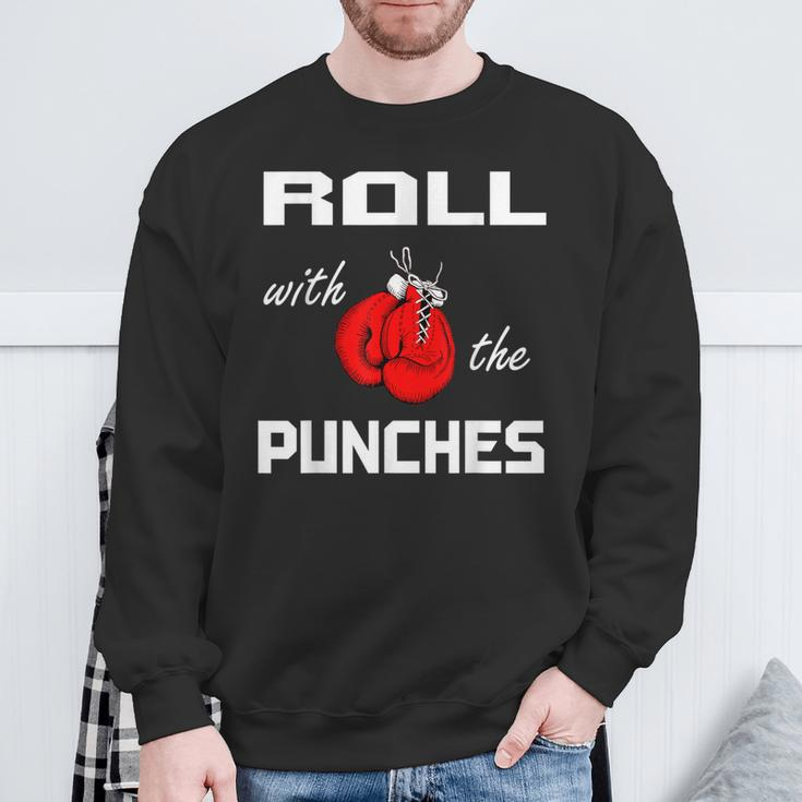 Roll With The Punches Boxing Gloves Sweatshirt Gifts for Old Men