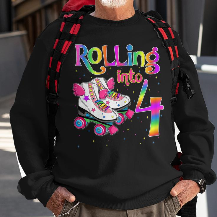 Rolling Into 4 Years Let's Roll I'm Turning 4 Roller Skate Sweatshirt Gifts for Old Men