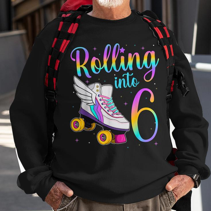 Rolling Into 6 Years Lets Roll I'm Turning 6 Roller Skates Sweatshirt Gifts for Old Men