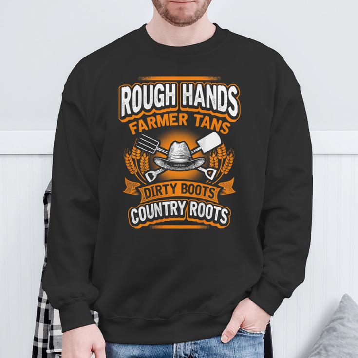 Rough Hands Farmer Tans Farmers Farming Backside Sweatshirt Gifts for Old Men