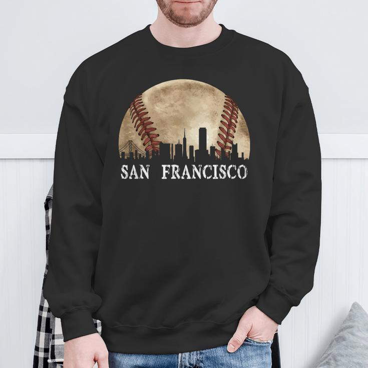 San Francisco Skyline City Vintage Baseball Lover Sweatshirt Gifts for Old Men
