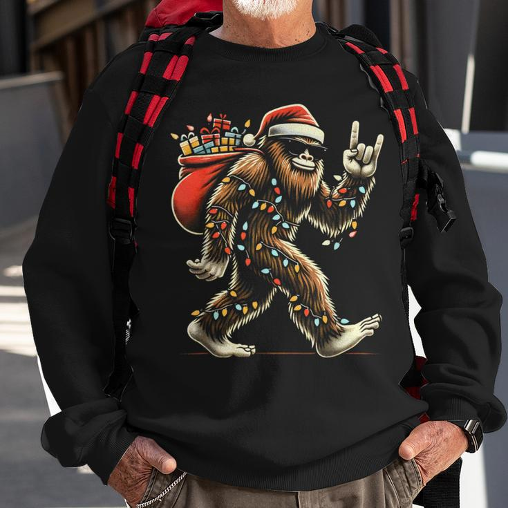 Santa Bigfoot Christmas Lights Sasquatch Believe Sweatshirt Gifts for Old Men