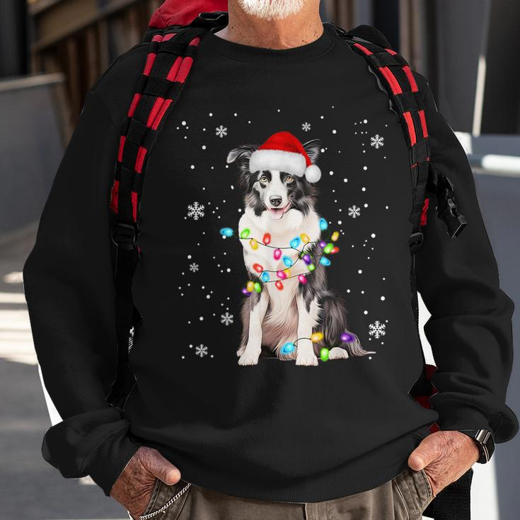 Santa Border Collie Christmas Tree Light Pajama Dog X-Mas Sweatshirt Gifts for Old Men