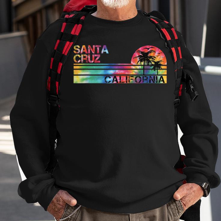 Santa Cruz California Tie Dye Vintage Inspired Striped Sweatshirt Gifts for Old Men