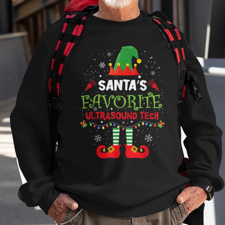 Santa's Favorite Ultrasound Tech Elf Christmas Light Sweatshirt Gifts for Old Men