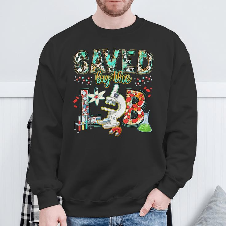 Saved By The Lab Week Medical Laboratory Science Professor Sweatshirt Gifts for Old Men