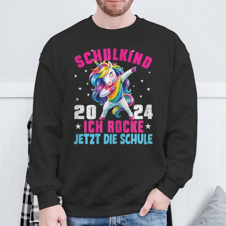 Schulkind 2024 Dabbing Unicorn Ich Rocke Jetzt Die Schule Sweatshirt Geschenke für alte Männer