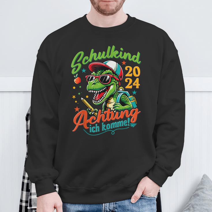 Schulkind 2024 T-Rex Dino Achtung Ich Komme Einschulung Sweatshirt Geschenke für alte Männer