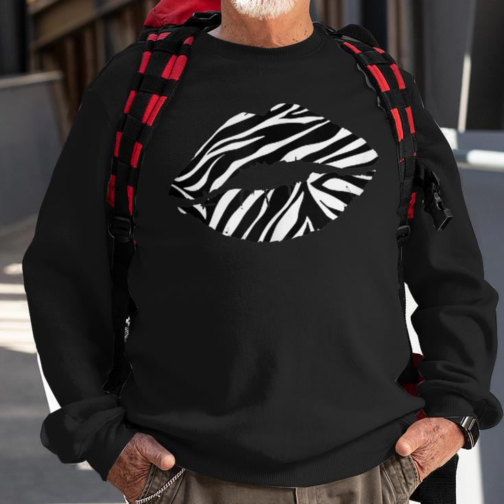 Sexy Wild Zebra Lips Cool Animal Print Trendy Graphic Sweatshirt Gifts for Old Men