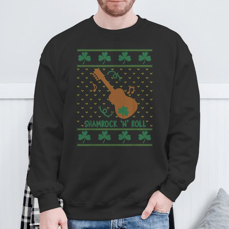 Shamrock 'N' Roll Ugly St Patrick's Day Sweatshirt Gifts for Old Men