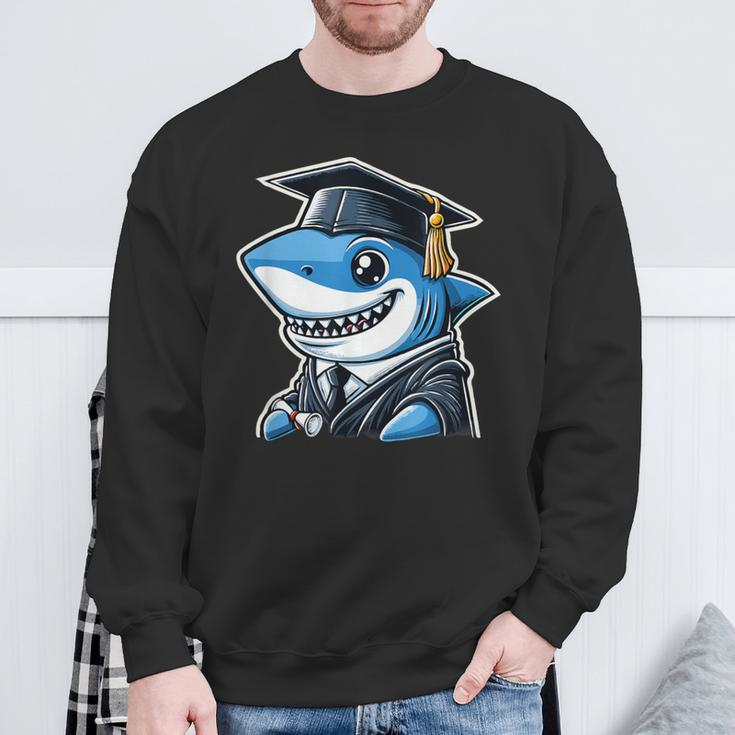 Shark Graduation Cap Class Of 2024 Shark Lover Sweatshirt Gifts for Old Men