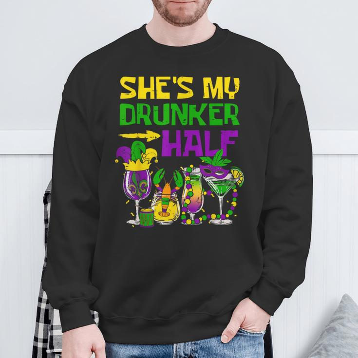 She's My Drunker Half Mardi Gras Matching Couple Boyfriend Sweatshirt Gifts for Old Men