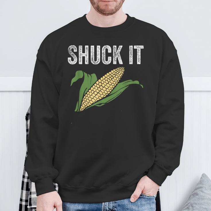 Shuck It Farmer Corn Lover Market Festival Sweatshirt Gifts for Old Men