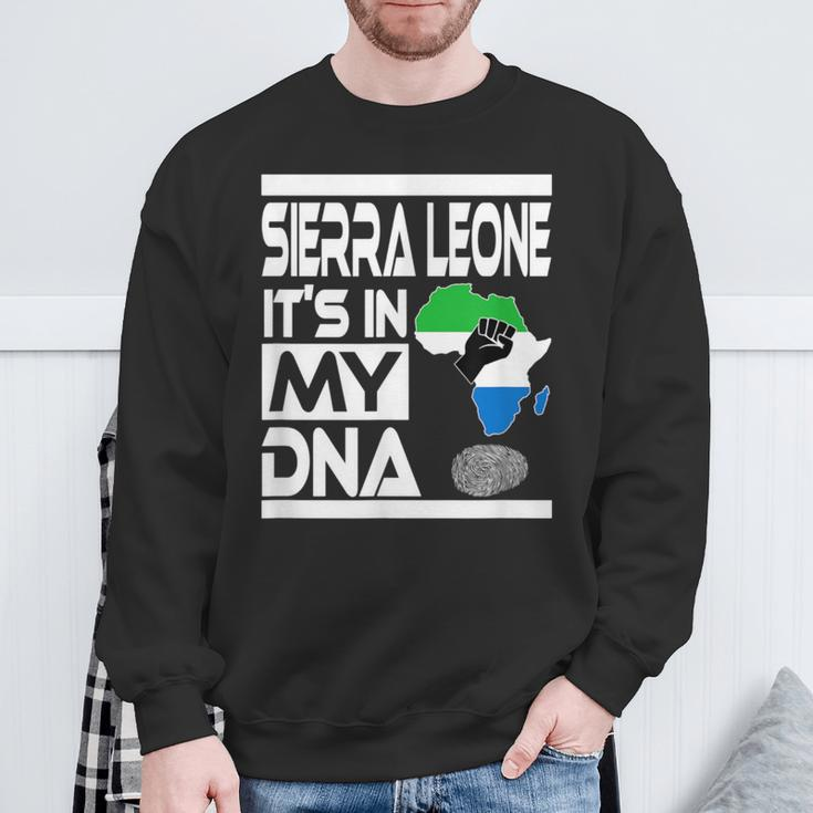 Sierra Leone It's In My Dna With Flag Africa Map Raised Fist Sweatshirt Gifts for Old Men