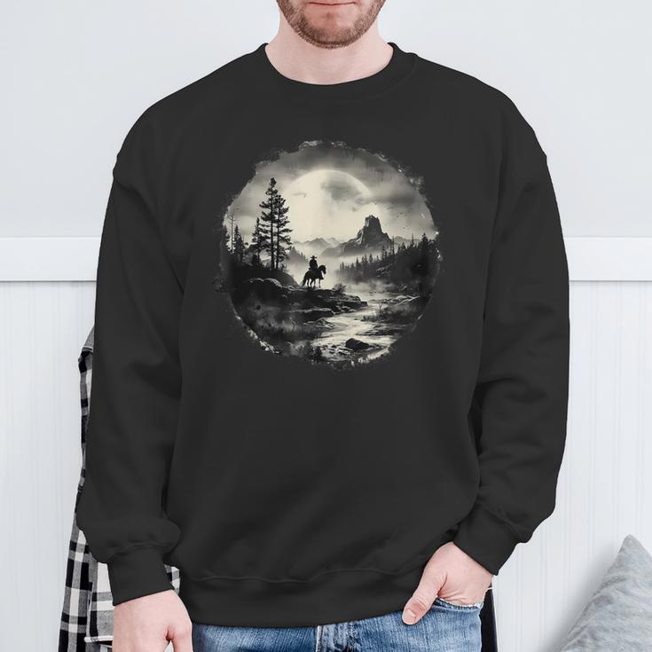 Silhouette Eines Cowboy Riverside Wrangler Sweatshirt Geschenke für alte Männer