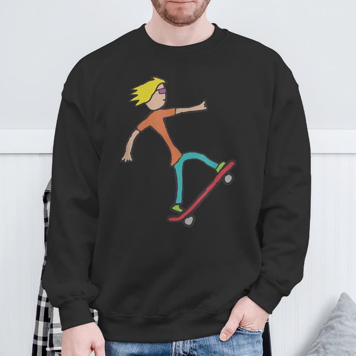 Skateboarding Stickman Skateboard Sweatshirt Gifts for Old Men