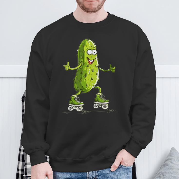 Skater Pickle Kostüm Für Inlineskating Liebhaber Sweatshirt Geschenke für alte Männer